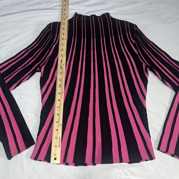 Cyrus Black Pink Mock Neck Long Sleeve Blouse M Medium Y2K - Picture 5 of 11